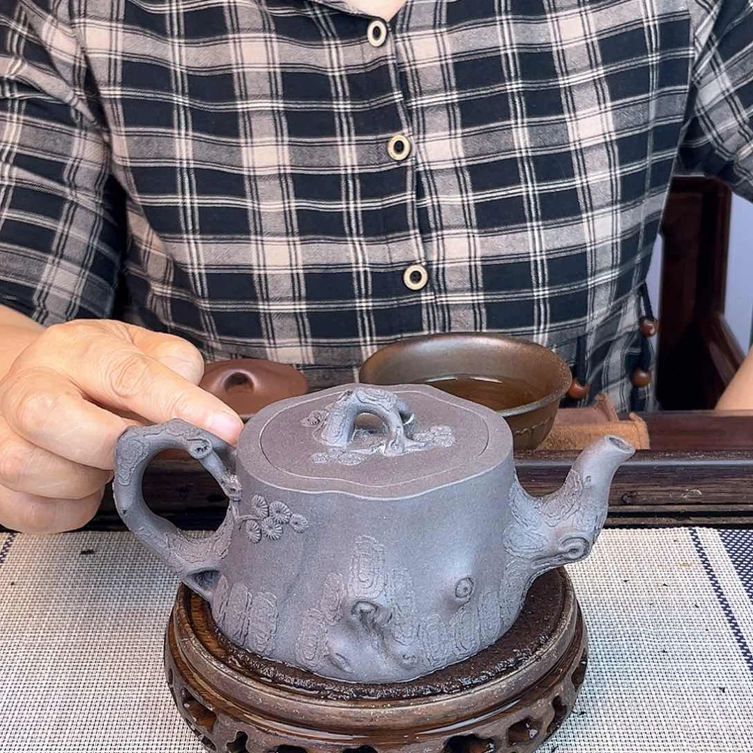 茶壶紫砂宜兴紫砂青灰紫泥320c c