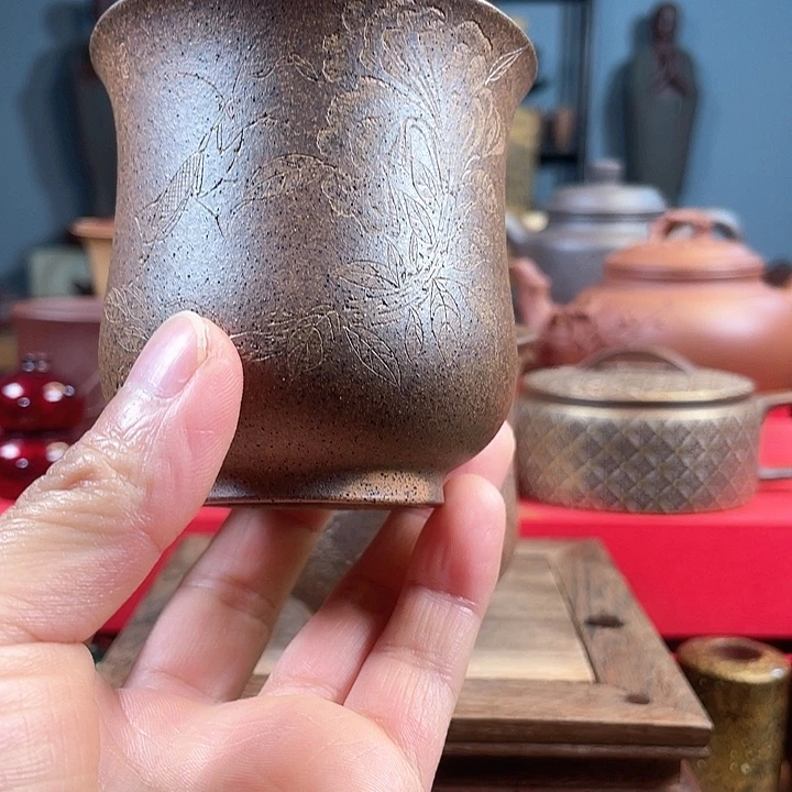 紫砂茶杯紫砂柴烧杯