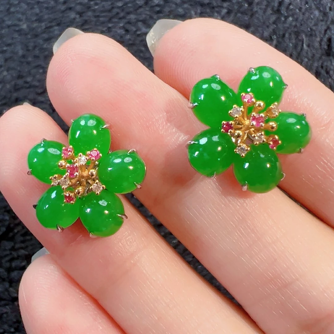 翡翠18K金镶嵌耳饰【福利款】签收后24小时鉴赏期