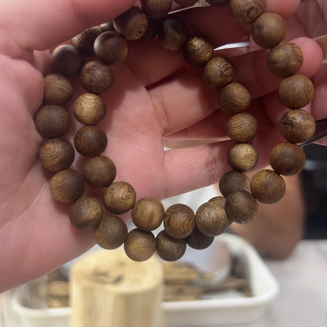 沉香手串奇楠沉香圆珠单1.0A2-JZQN38多样性发一