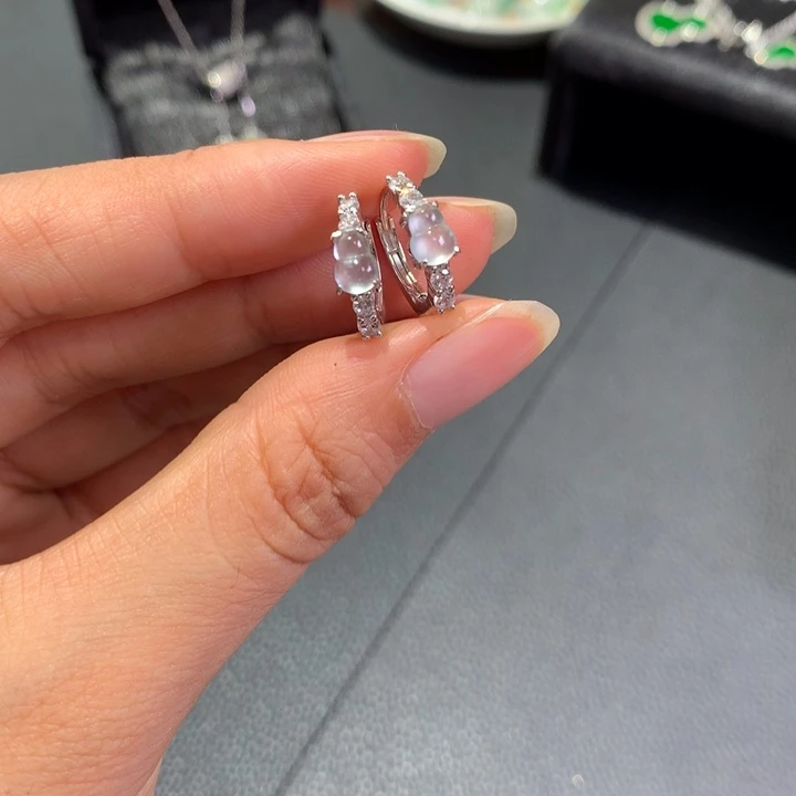 翡翠银S925镶嵌耳饰