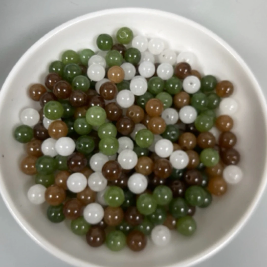 天然和田玉 三彩Y2695  12mm 20颗 （赠弹力绳）女士