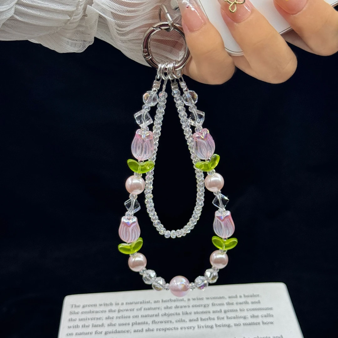 创意串珠手机挂饰大圆珠高级感挂件短款防丢挂脖斜挎长链手提