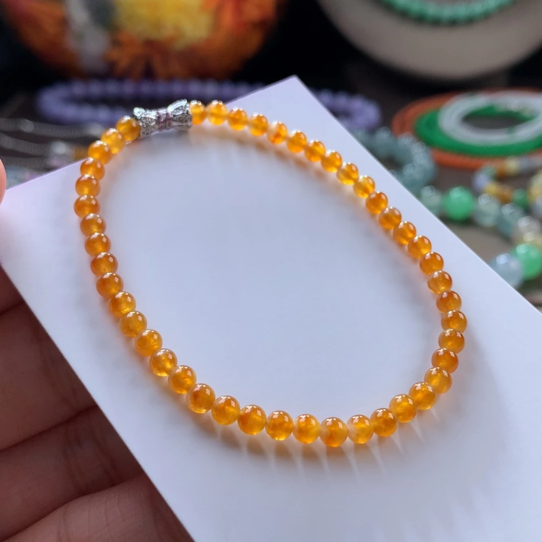 翡翠手链未镶嵌亮色系芬达黄小米