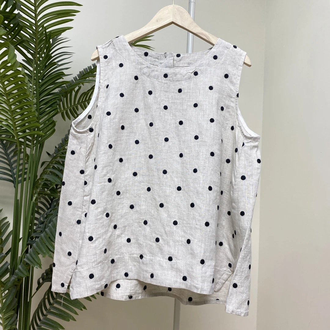 【汉麻刺绣波点背心】4002