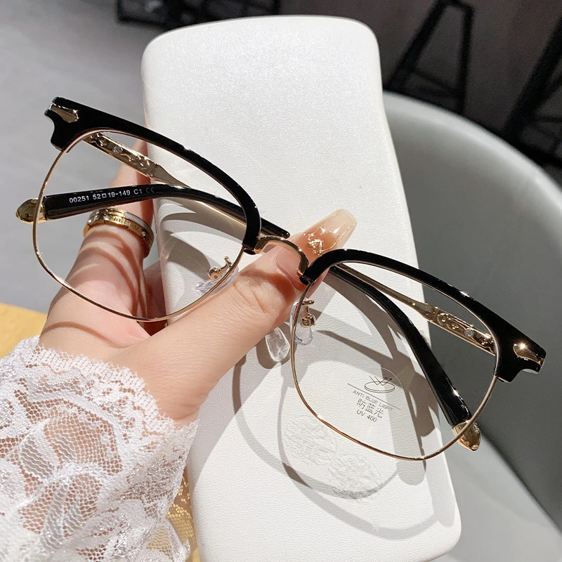 复古雕花时尚加宽眉框近视眼镜可配变色镜片适合痞帅斯文风格0251