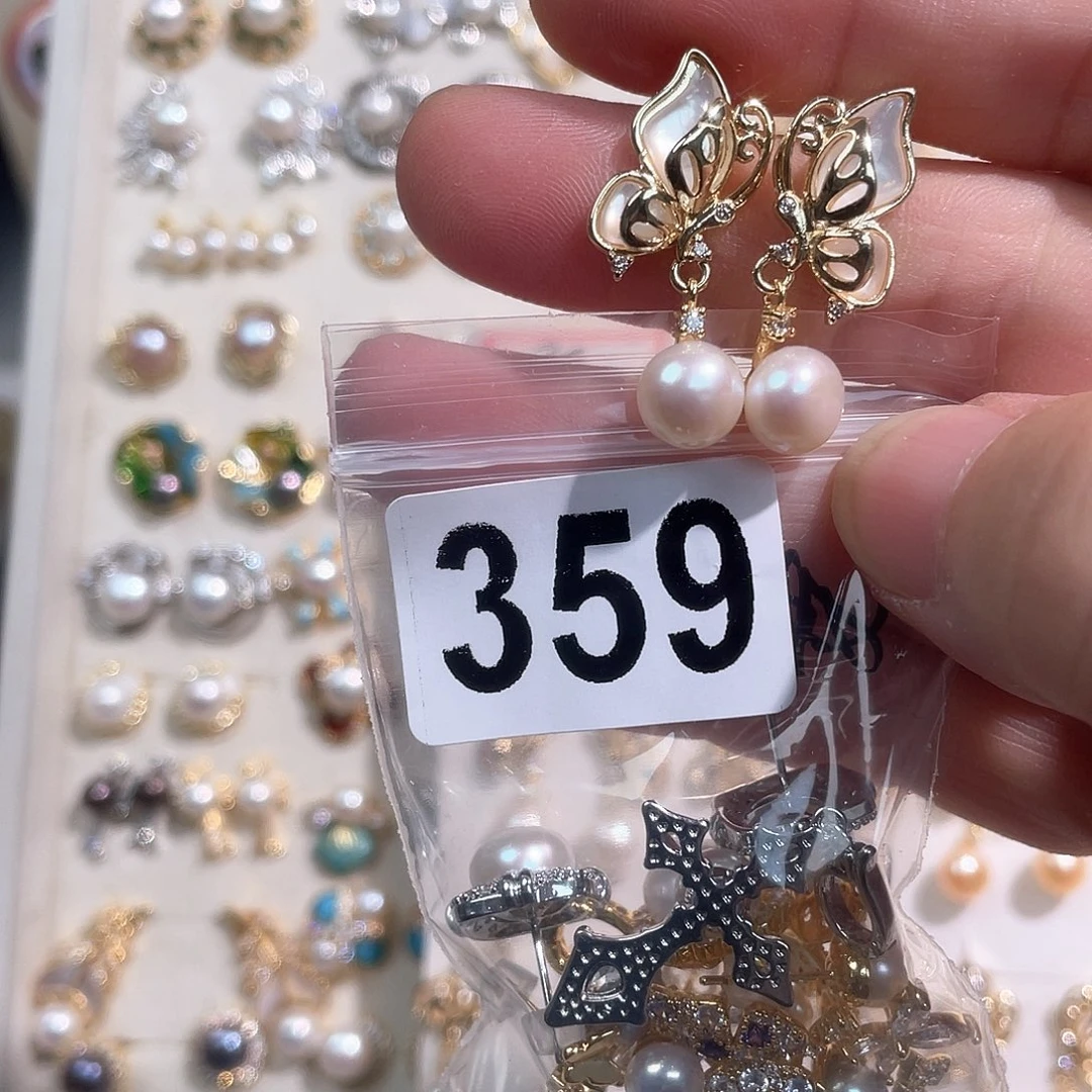 合金淡水珍珠耳饰娜*米