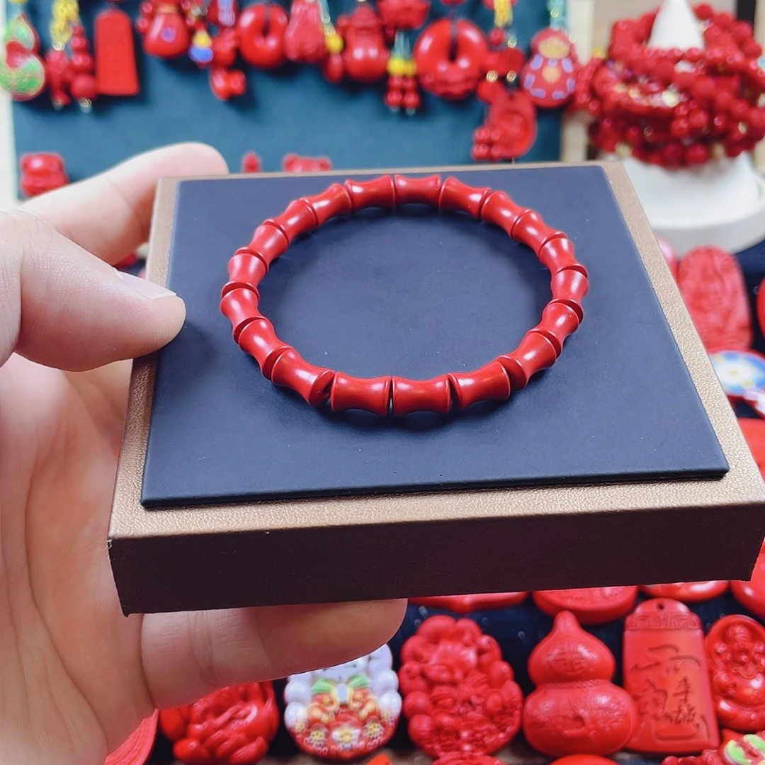 天然辰砂含辰砂工艺品节节高升手串