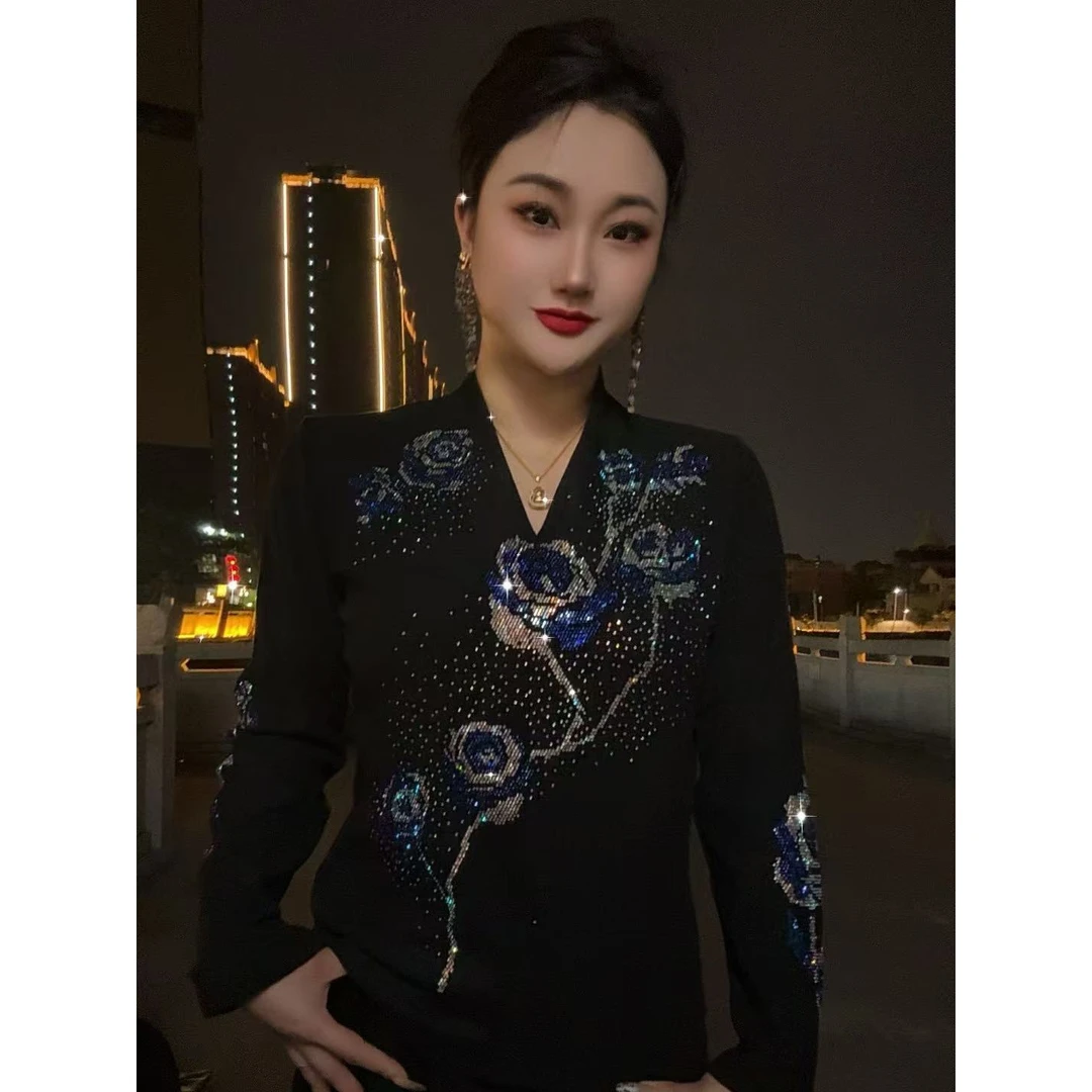 【新款22#】打底衫秋冬女内搭秋冬新款时尚烫钻上衣