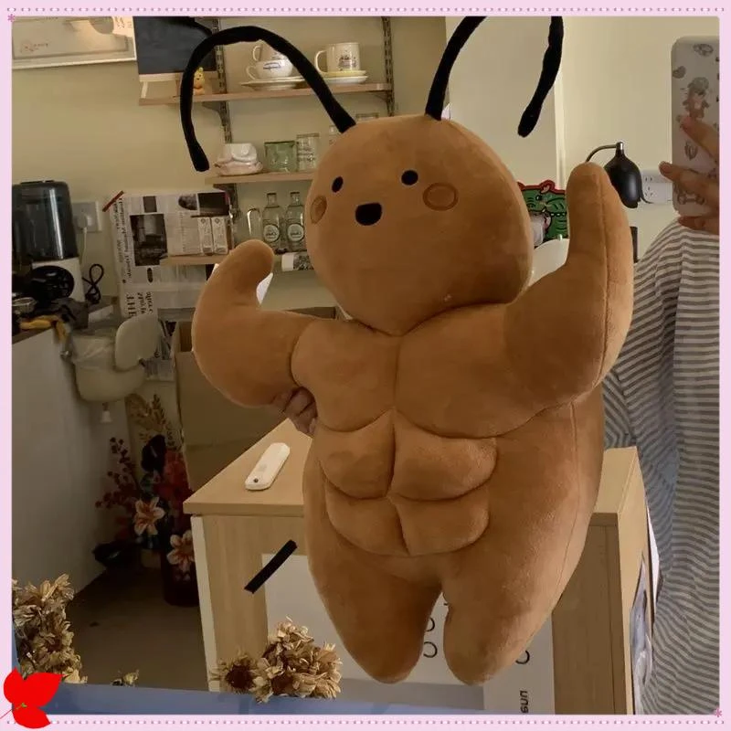 可爱肌肉小强毛绒玩具公仔腹肌玩偶娃娃创意搞怪蟑螂生日礼物A123