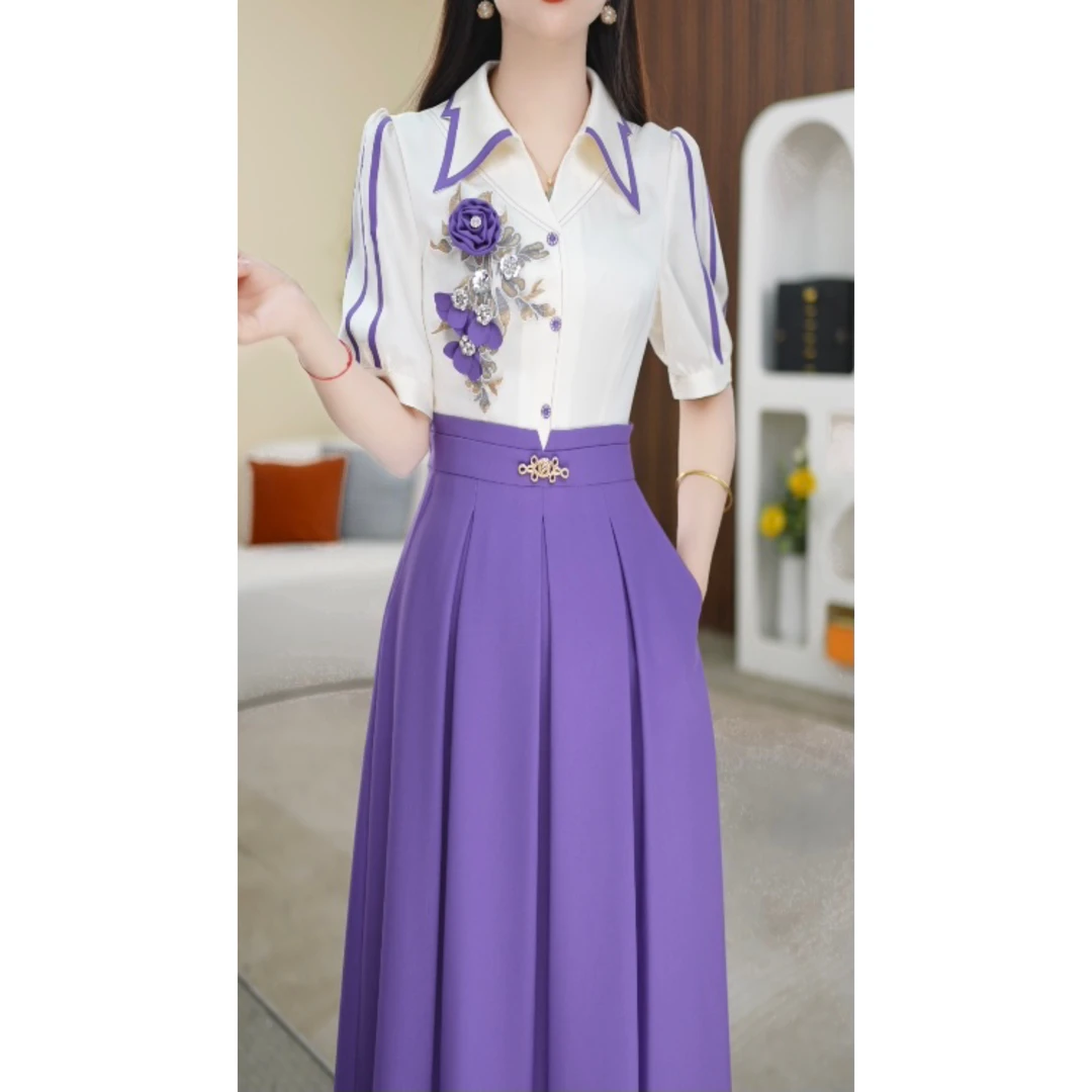 【连衣裙】夏季新款V领纯色简约女装气质连衣裙M-4XL