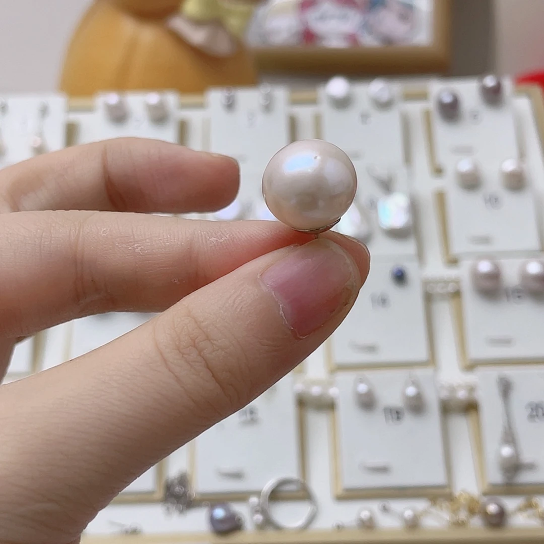 柴***了淡水珍珠耳饰银S925镶嵌