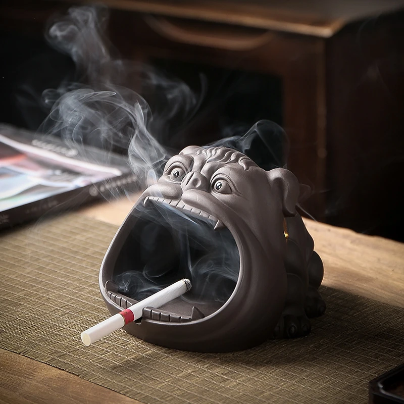 紫砂创意茶宠摆件烟灰缸实用大号个性客厅可爱家用礼品工艺品