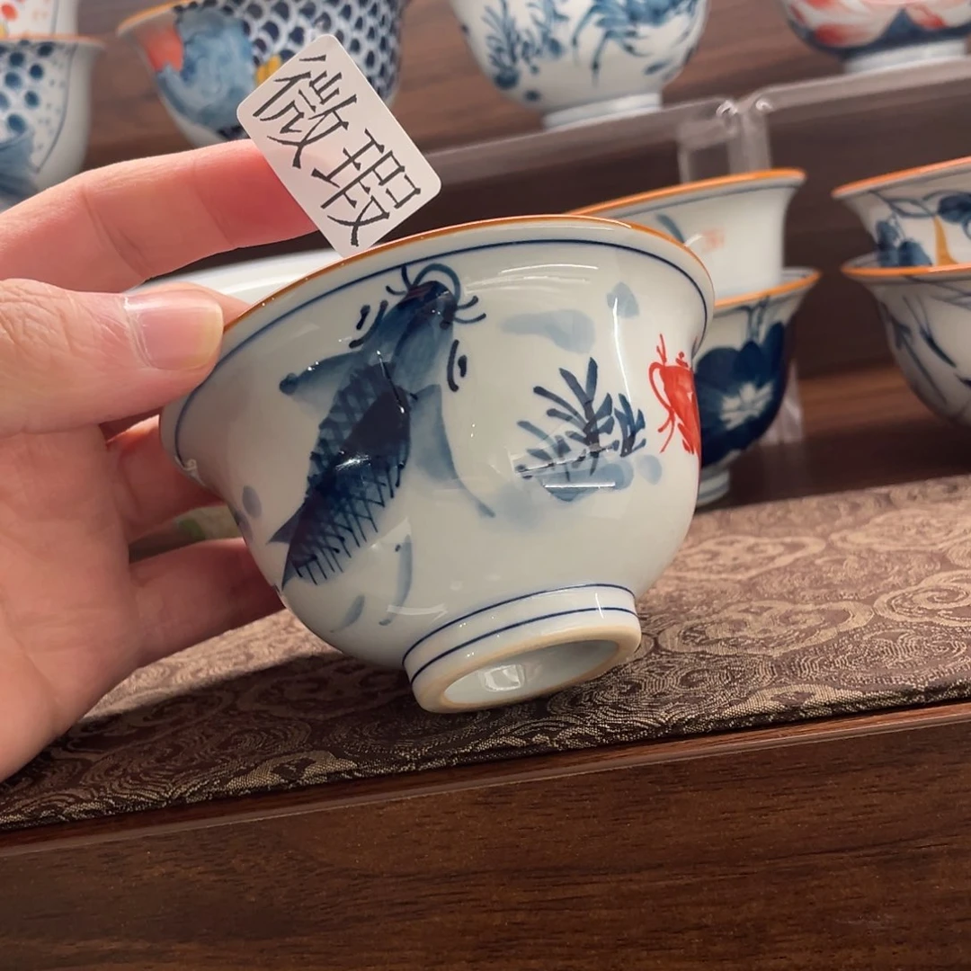 釉下手绘茶具微瑕