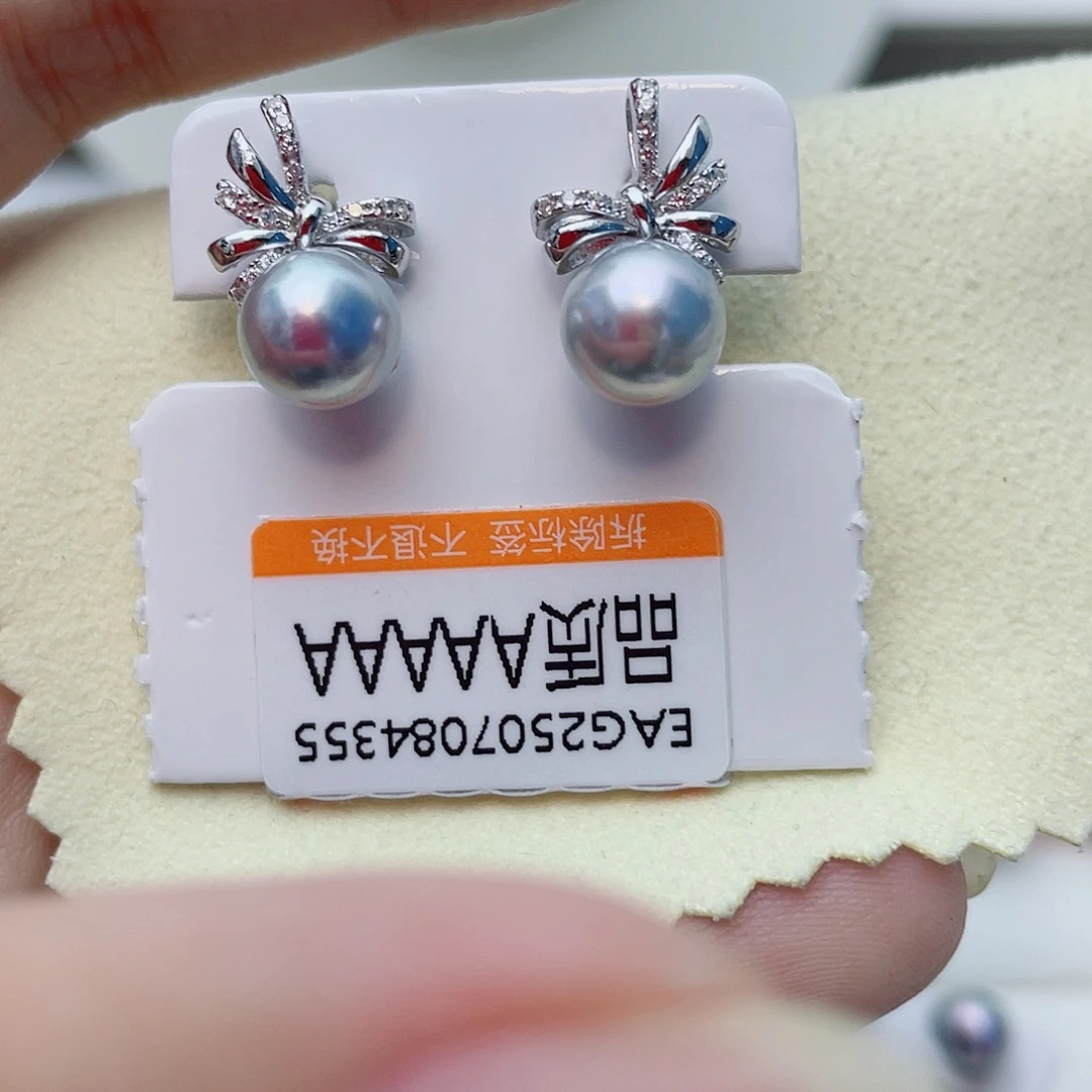 银S925镶嵌海水珍珠耳饰w40