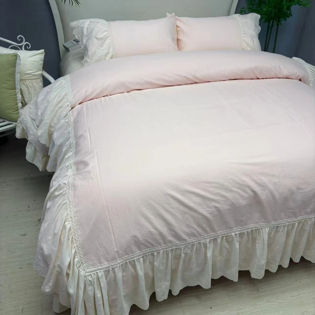 【芮朵拉】全棉法式公主大花边四件套 纯棉被套床单床上用品