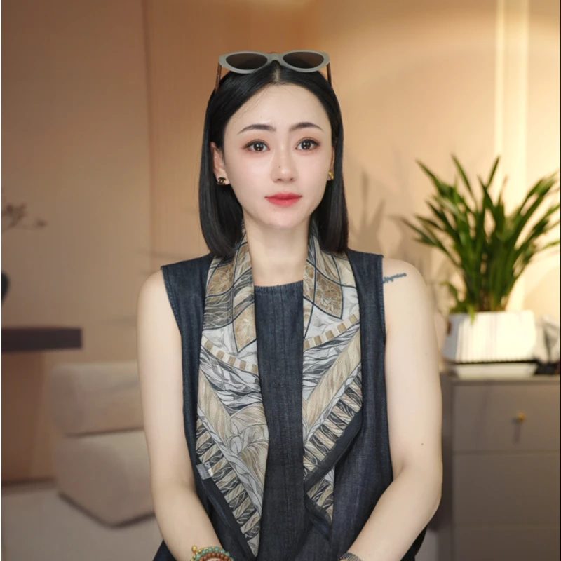 p17【叶影流金】 夏季西丽纱70*70左右方巾夏季防晒小方巾