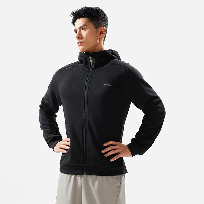 李宁卫衣男子健身系列运动必备男款跑步训练开衫连帽卫衣AWDU167