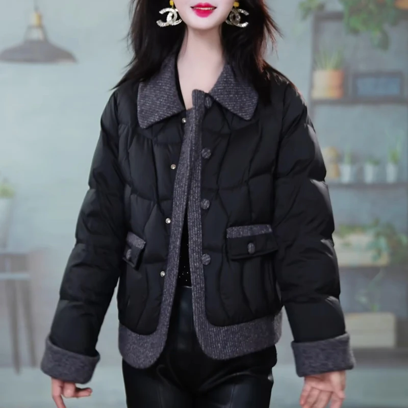 轻奢时尚百搭羽绒服2025冬季新款女士简约洋气宽松显瘦小香风外套