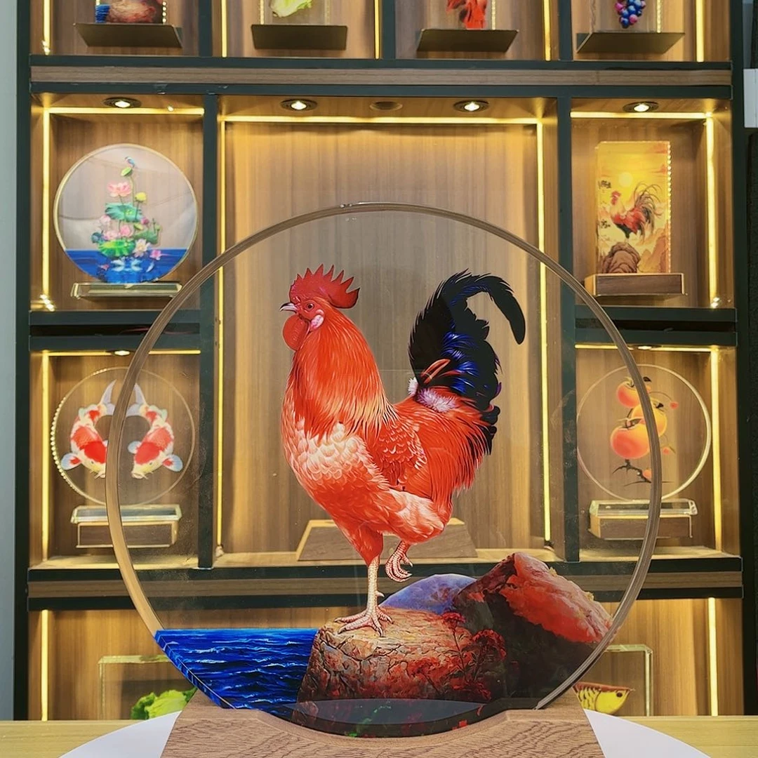 【闪购商品】人造水晶昊****）大红公鸡
