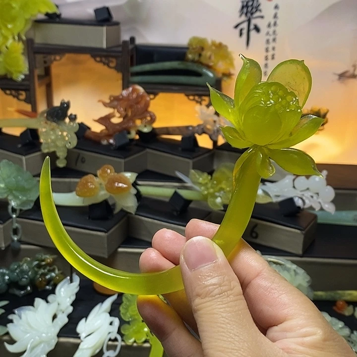 蛇纹石玉合金发饰