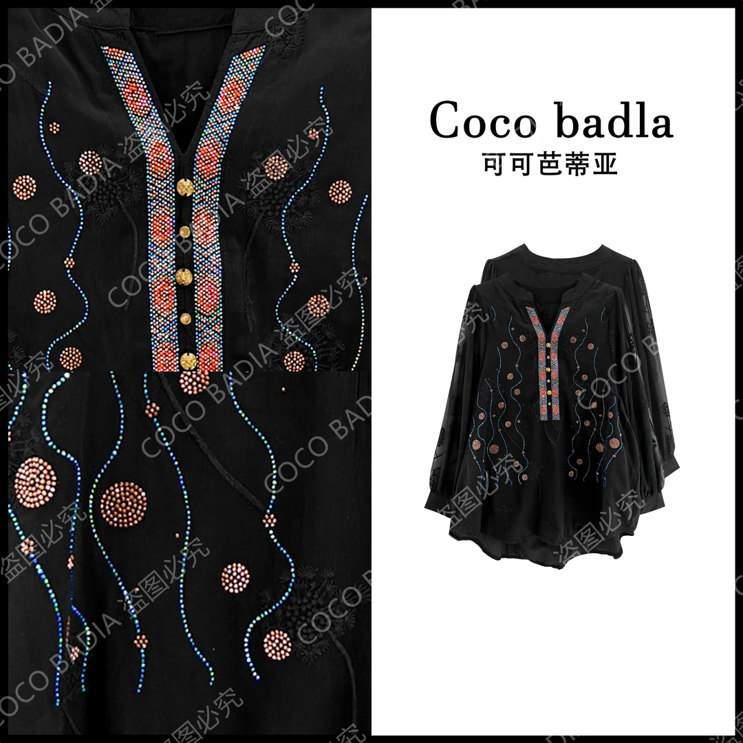 2025&初时季早春新款重工烫钻轻奢时尚宽松衬衫CS2513