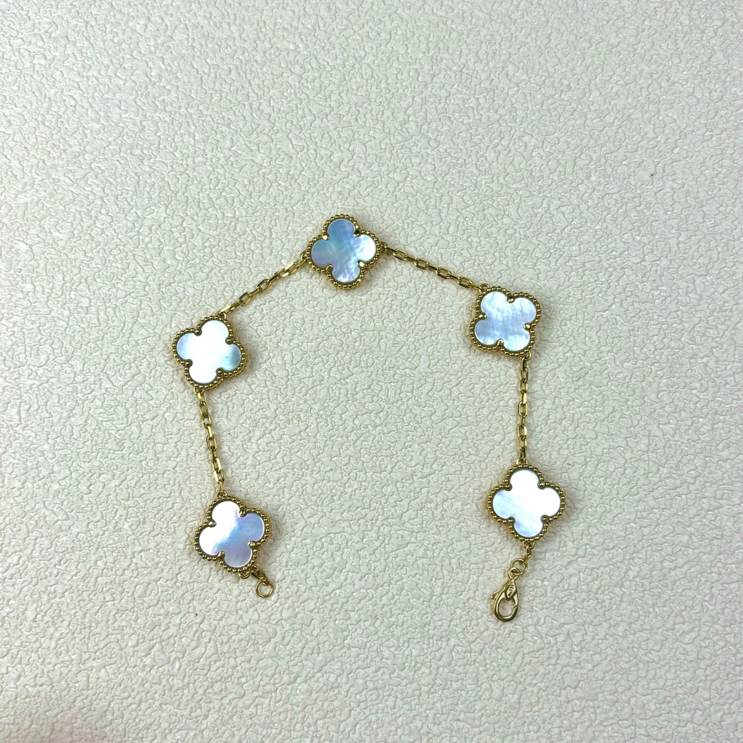 经典版）18K金镶嵌白贝母五花手优雅精美美丽