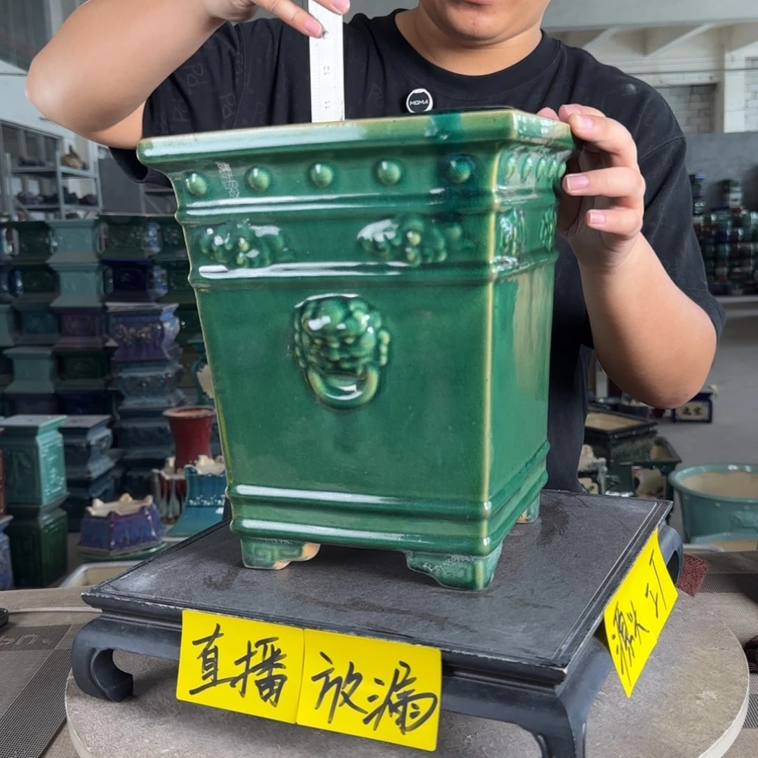 陶。一风堂石湾花盆 滴釉