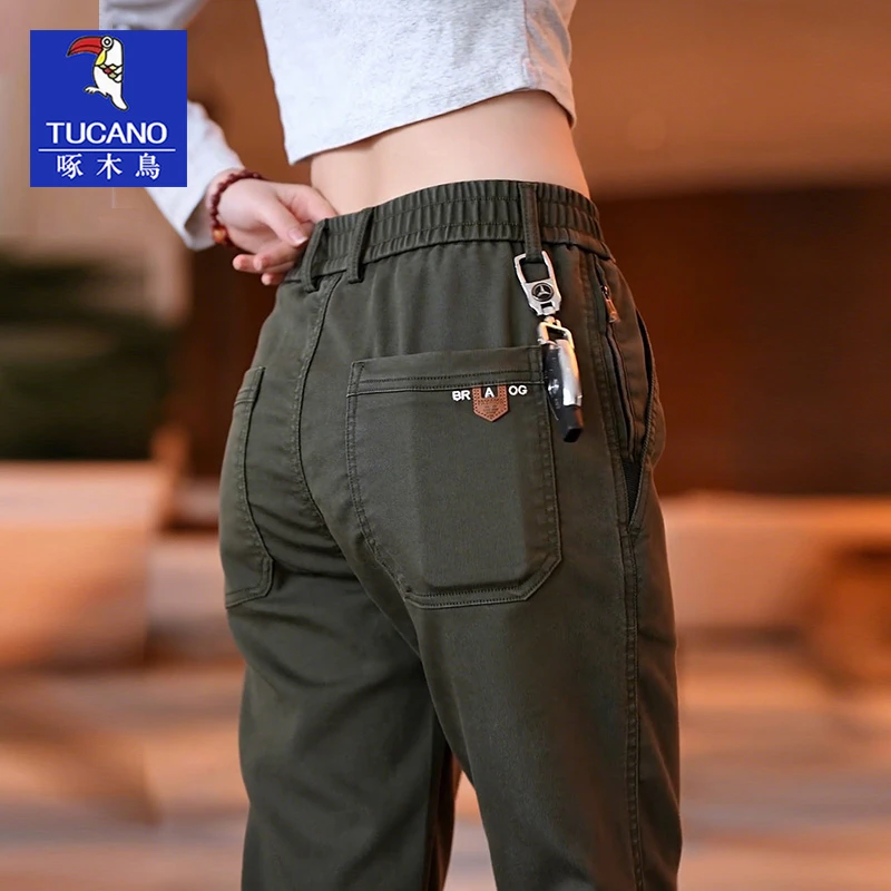 啄木鸟秋冬季厚款休闲裤男士2025时尚潮流百搭直筒宽松舒适男裤子