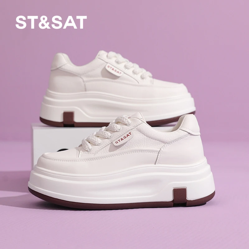 星期六厚底低帮休闲鞋2025春季新款百搭小白鞋小个子增高板鞋女款