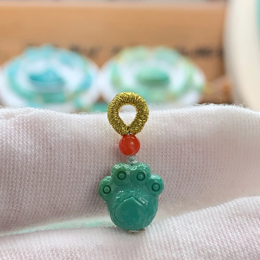 绿松石未镶嵌原矿绿松石猫爪侧挂