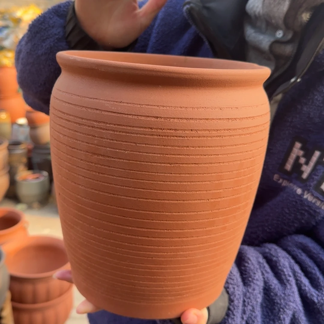 紫砂花盆口20高25宜兴紫砂