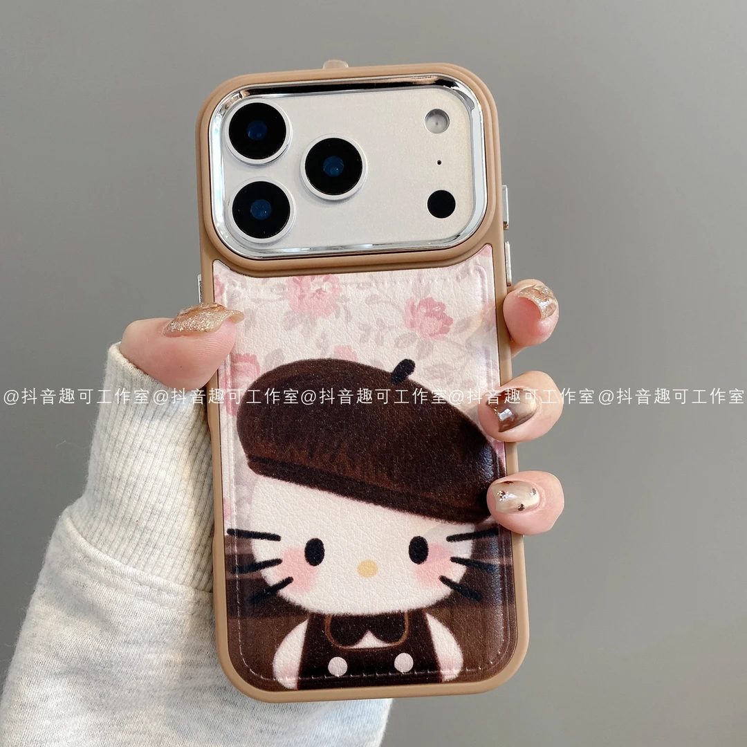 镜框鼓皮适用iphone17promax苹果16手机壳15/14/13/12/11华为潮KT