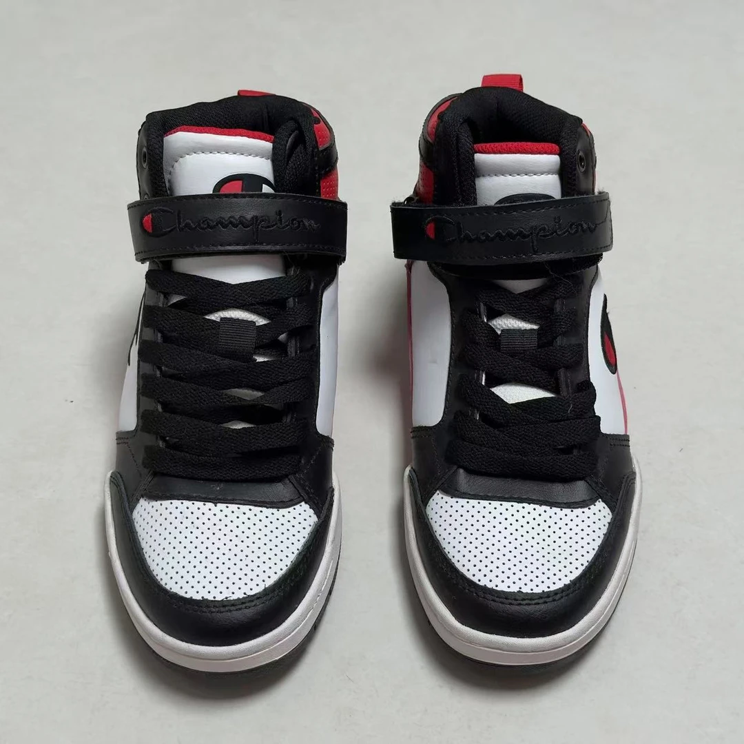 原单欧美风高帮拼色女鞋运动休闲鞋魔术贴时尚舒适板鞋