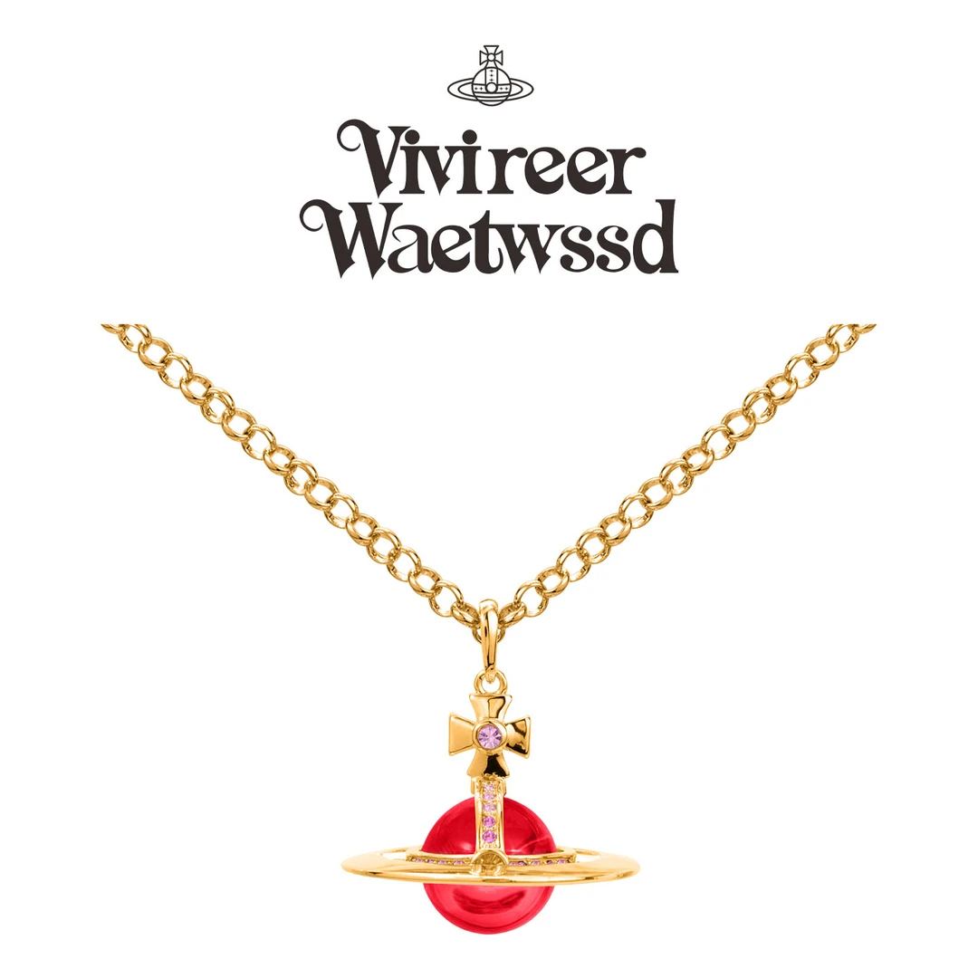 Vivireer Waetwssd 正品 立体土星彩钻球体项链