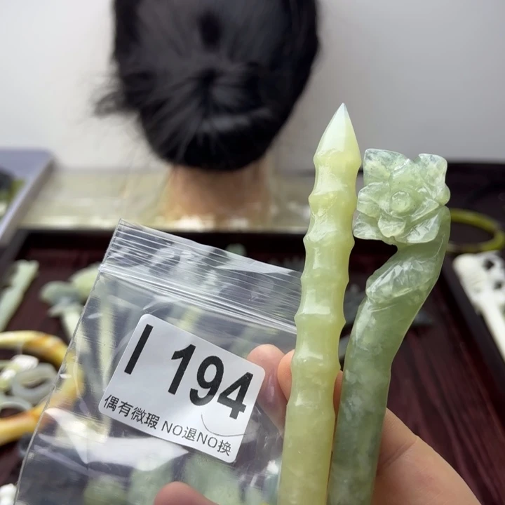 蛇纹石玉发饰合金滢*糖