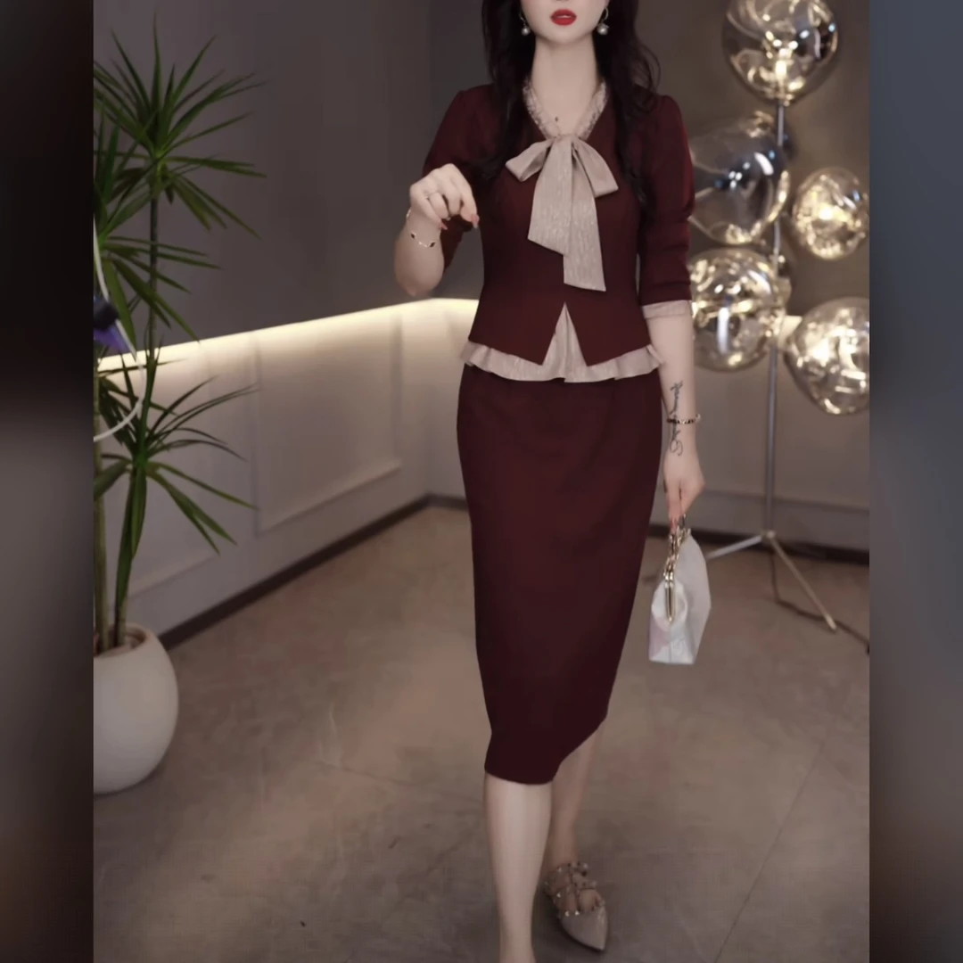 【连衣裙】2025早秋新款洋气时尚优雅显瘦设计感气质名媛长袖连衣裙