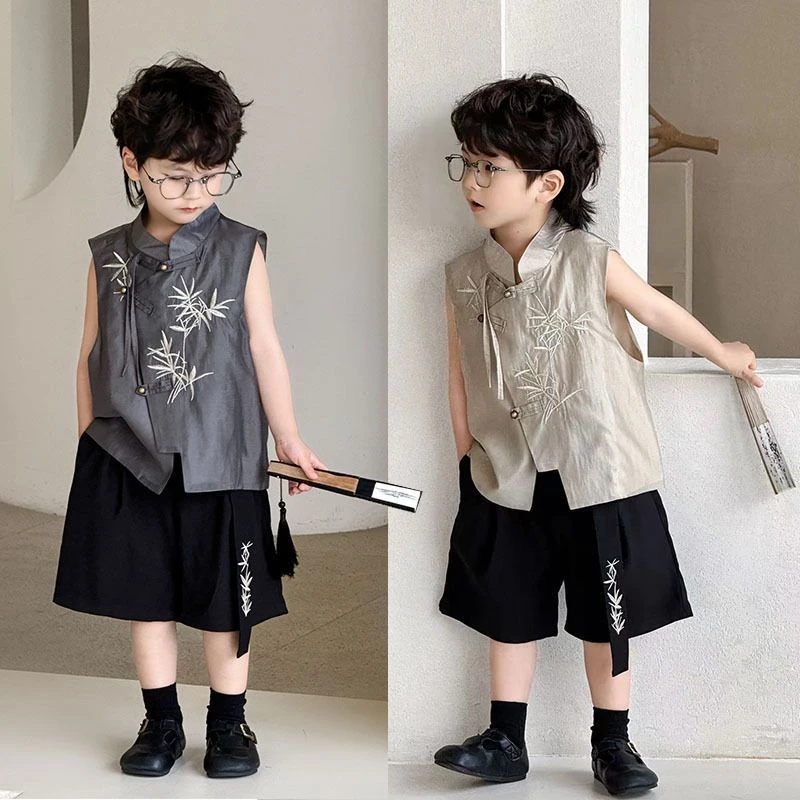 中大童2025新款汉服美少女夏季中式国风刺绣洋气唐装中套装国潮