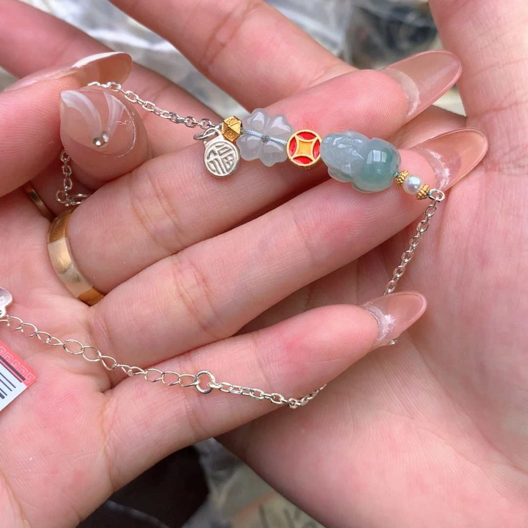 翡翠银S925镶嵌挂件