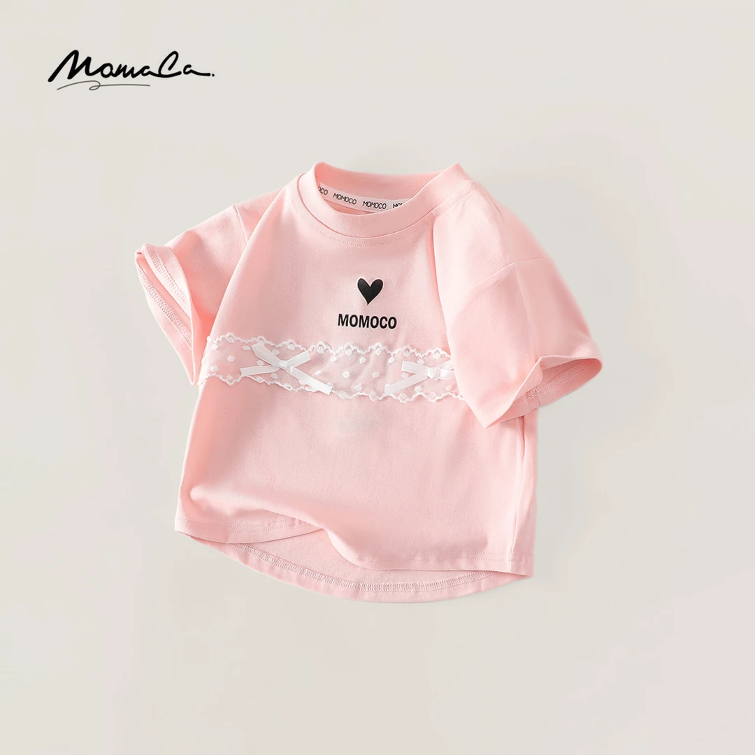 MOMOCO夏季女童韩系甜美爱心短袖上衣T恤宝宝女宝短袖77620235016