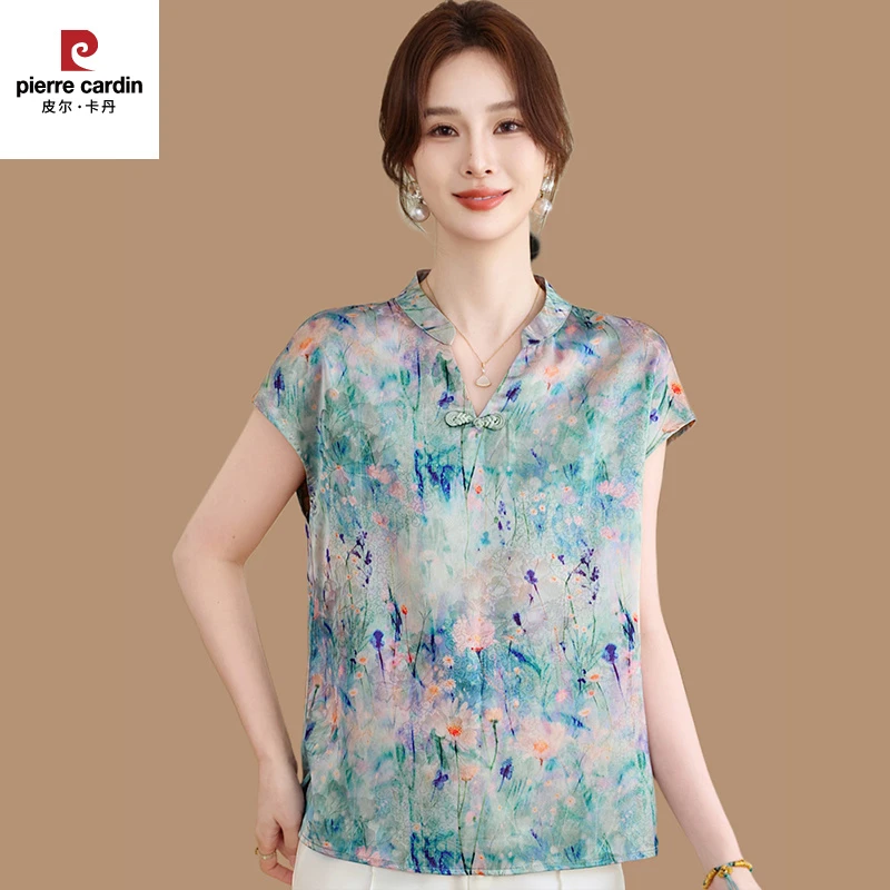 皮尔卡丹新中式妈妈小衫上衣夏2025新款气质t恤国风中年女装显瘦