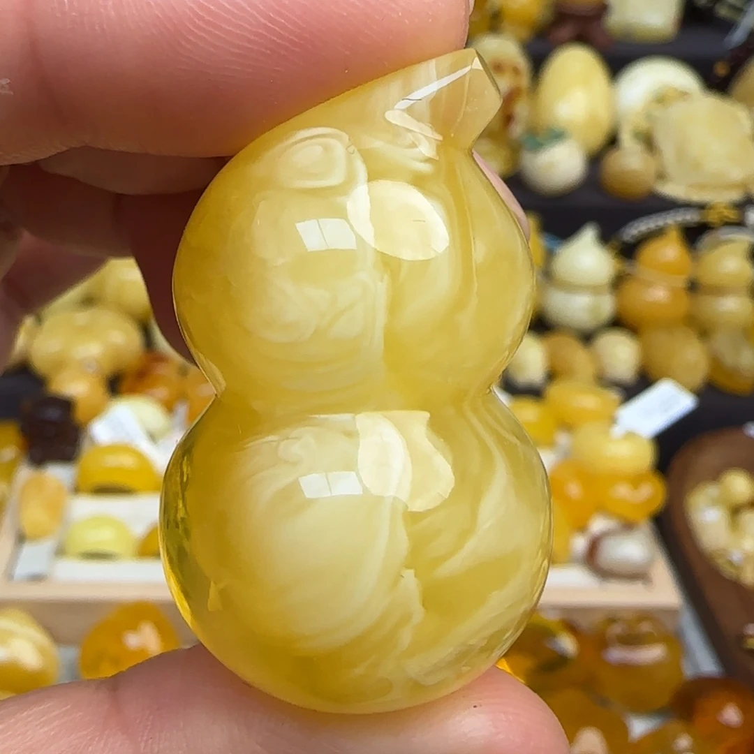 蜜蜡吊坠(不含链)未镶嵌不退换天然溶洞妖花蜜蜡葫芦吊坠