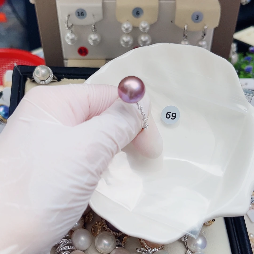 银S925镶嵌淡水珍珠耳饰