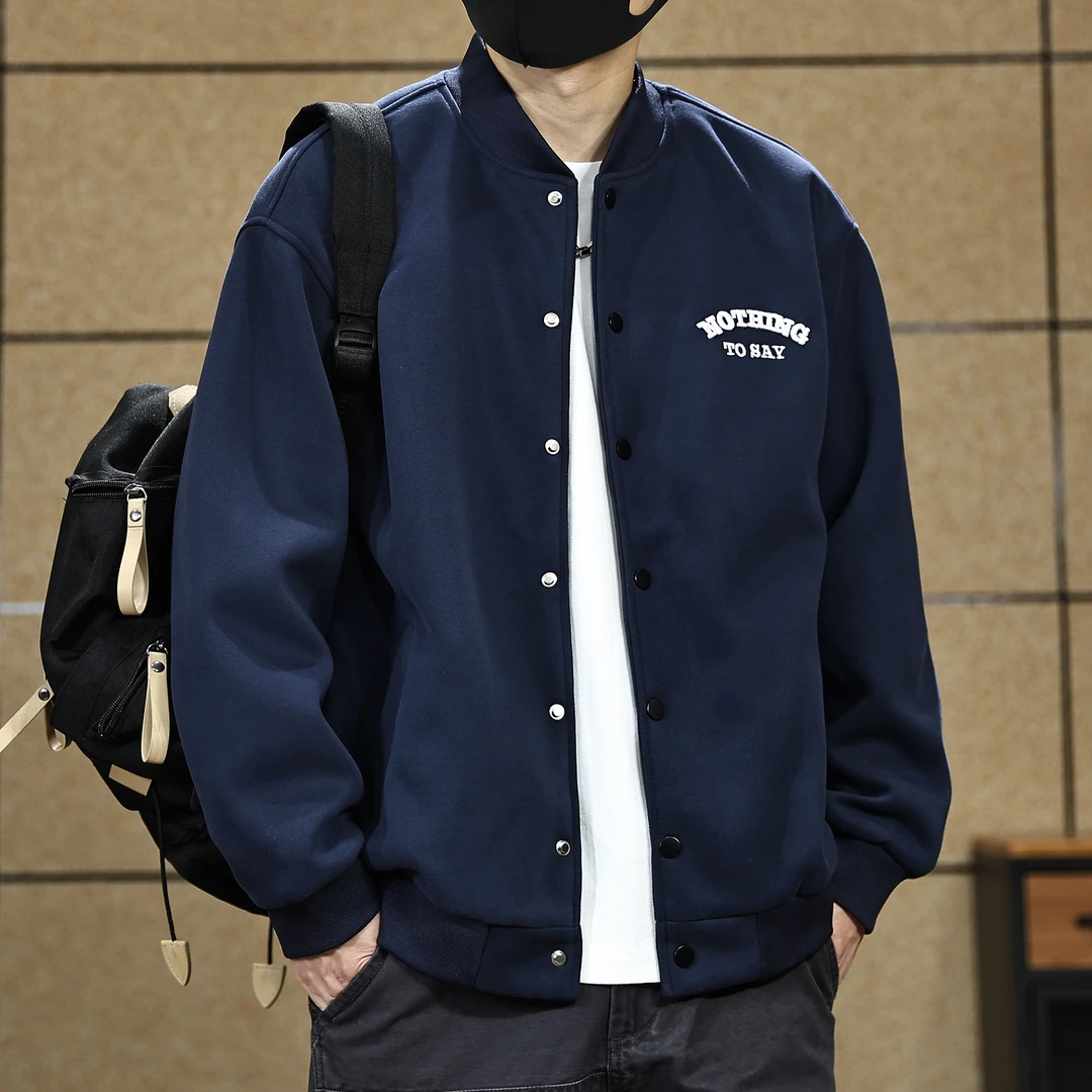 美式潮牌字母刺绣棒球服男士宽松大码春秋季新款飞行员卫衣外套男