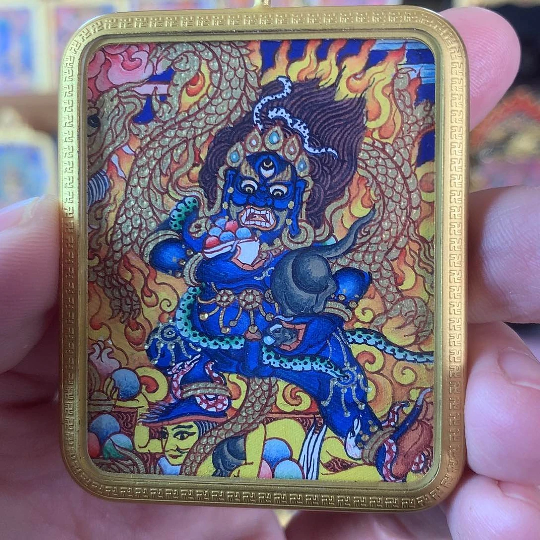吊坠黑财神热贡纯手绘唐卡福利卡