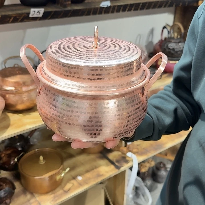 憬***慧紫铜手工制作双耳锅18口径不带磁板