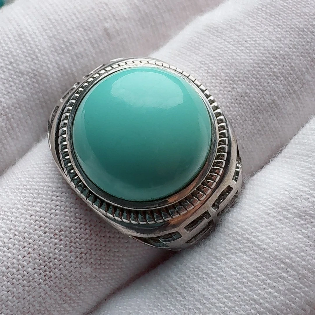 绿松石银S925镶嵌戒指
