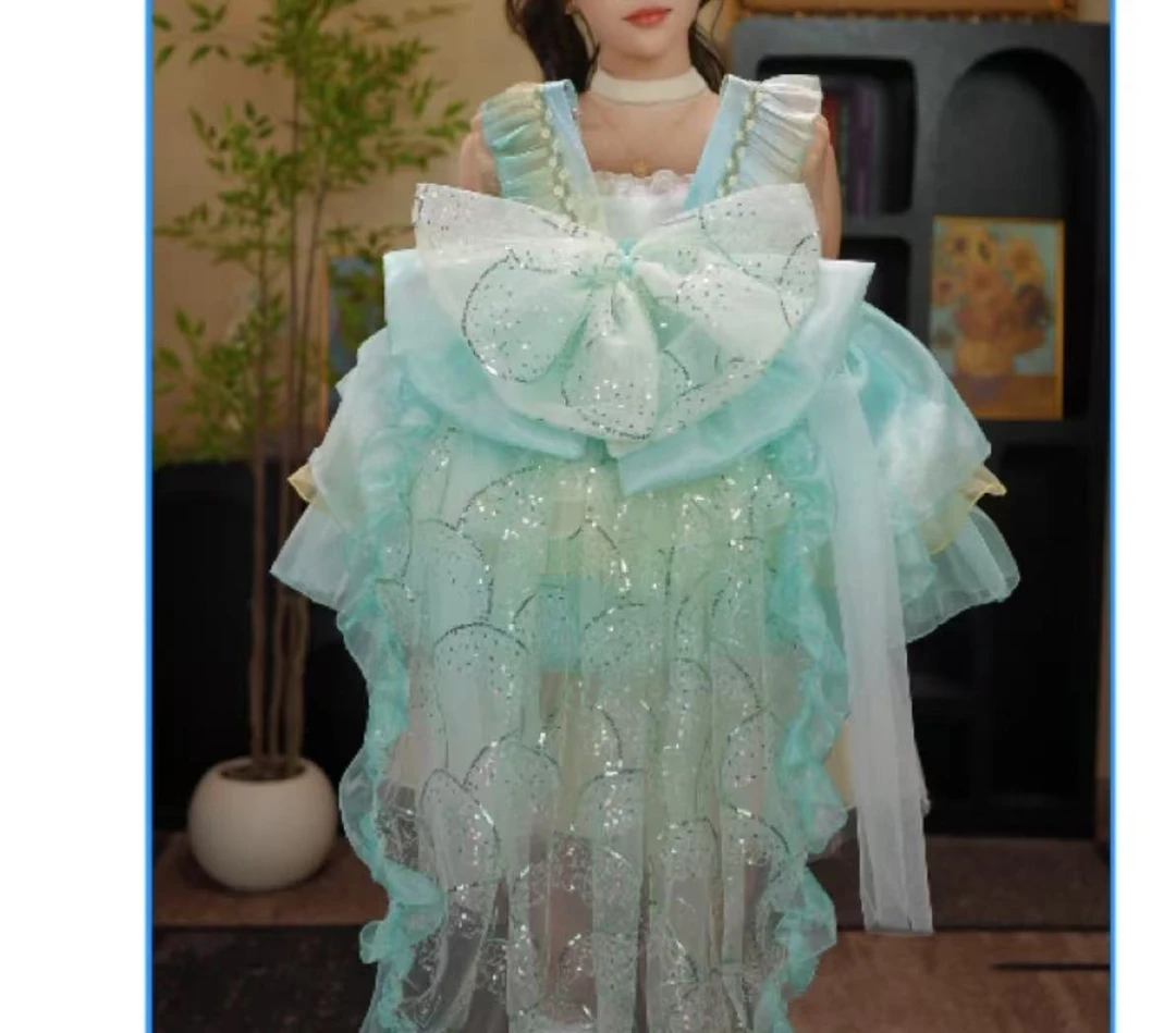 绿精灵女童洛丽塔连衣裙春秋2025新款洋气夏款儿童公主裙女表演服