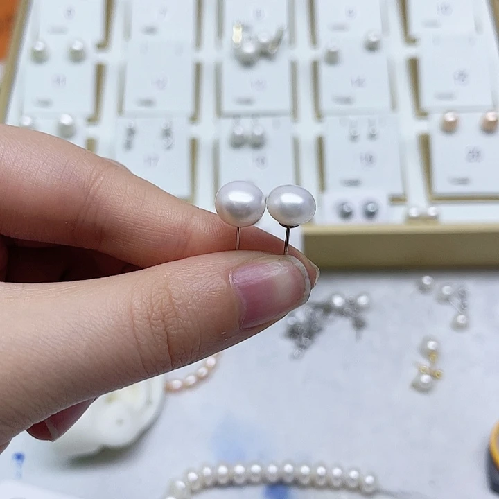 淡水珍珠耳饰银S925镶嵌马*利