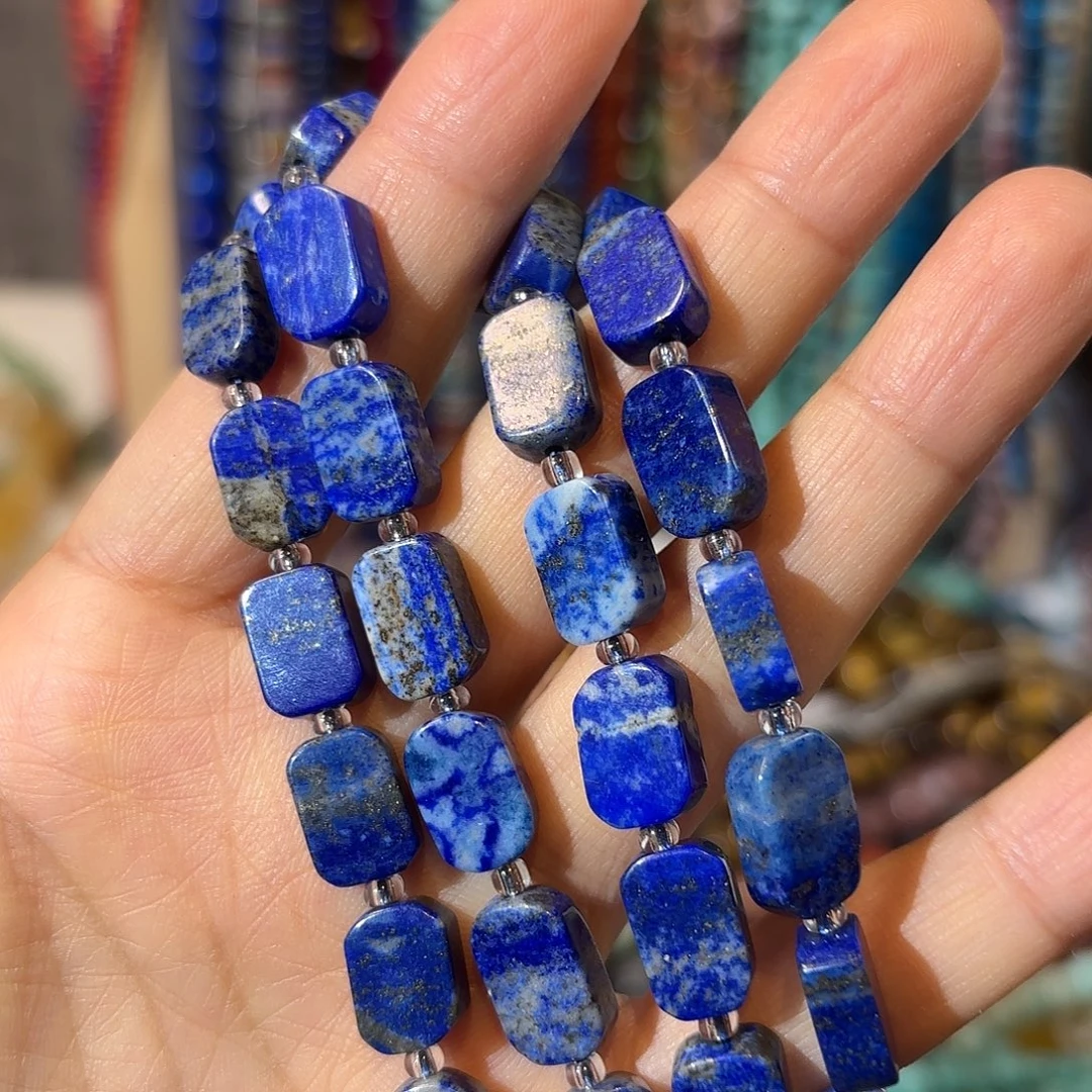 玛瑙/玉髓银S925镀金镶嵌珠宝半成品青金蛋面8-12一条